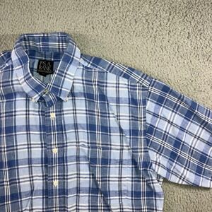 JOS A BANK Traveler's Collection Linen Button Down Plaid Shirt Men Large